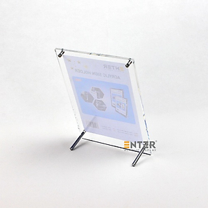 Kệ mica 1 mặt Enter F07A 21x30cm đế inox A4 đứng mica 5mm, Khung ảnh để bàn chân inox, Khung bằng khen