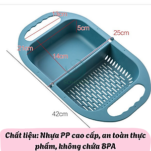 Rổ Rửa Thực Phẩm Kèm Thau Tiện Lợi -Rổ Nhựa Thông Minh Đa Năng Cho Nhà Bếp -Rổ Xả Nước Gập Gọn Cầm Tay -Rổ Rửa Rau Gập Gọn