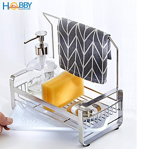 Kệ đựng đồ dùng rửa chén có treo khăn dán tường Hobby home decor KRC4