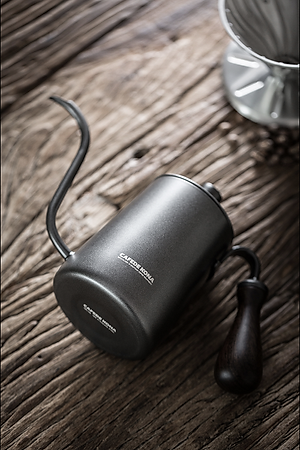 Ấm bình rót nước nóng pha cà phê bằng inox, cán gỗ CAFE DE KONA