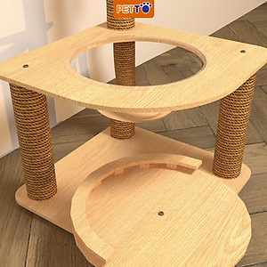Trụ cào móng cho mèo bằng gỗ kèm lồng kính xinh xắn CT044