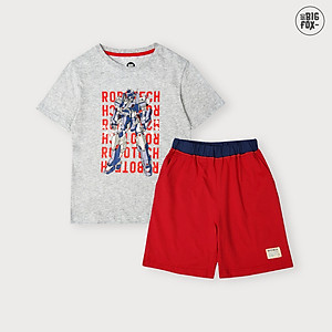 Đồ bộ bé trai cộc tay BIGFOX - MISS MEOW size đại, bộ hè bé trai vải cotton phong cách Âu Mỹ in Robot  cỡ 3 - 11 tuổi 11 - 40 kg QATE