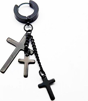 Khuyên tai chữ thập đen bí ẩn manly