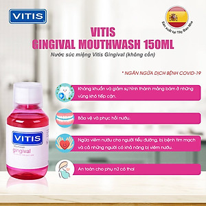Nước súc miệng dành cho nướu nhạy cảm, sưng, chảy máu nướu, ngừa hôi miệng Vitis Gingival 150ml (dùng được cho phụ nữ có thai)