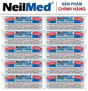 Combo Adult: Bộ Rửa, Chăm Sóc Vệ Sinh Mũi Xoang Người Lớn NeilMed Sinus Rinse - SX Mỹ(Bình + 60 gói muối và 1 Hộp 120 gói muối rửa bổ sung)