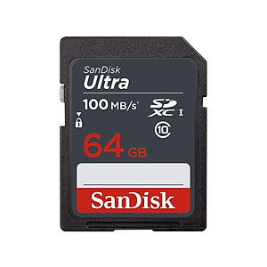 Thẻ nhớ SDXC Sandisk Ultra 64GB upto 100MB/s UHS-I (cho máy ảnh) - Hàng chính hãng