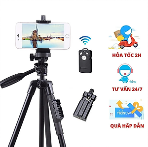 Tripod, chân đế điện thoại, máy ảnh 3 chân TTX-6218 kiêm giá đỡ có túi đựng , remote bluetooth điều khiển từ xa - Hàng chính hãng