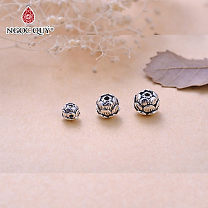 Combo 3 cái charm bạc hoa sen xỏ ngang - Ngọc Quý Gemstones
