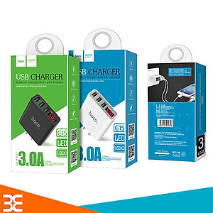 Cốc sạc - củ sạc nhanh 3 cổng Hoco C15 3A - màn hình LCD hiển thị điện áp - Hàng nhập khẩu