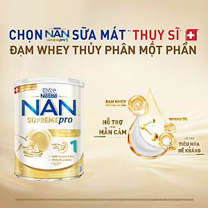 Sữa bột Nestlé NAN SUPREMEPRO 1 400g nhập khẩu Đức với 5HMO & đạm Gentle Optipro ( Dành cho trẻ từ 0 - 12 tháng tuổi)
