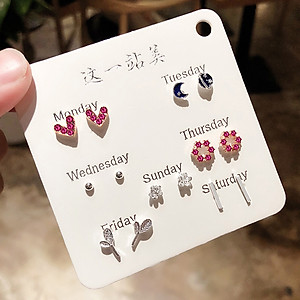 Hot hot combo 7 đôi bông tai cho cả tuần dễ thương