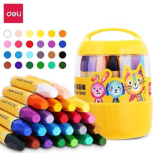  Bút màu sáp dầu học sinh hộp nhựa Deli - 12/18/24 màu - 72090/72091/72092