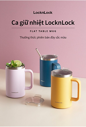 Ly giữ nhiệt LocknLock Flat Table Mug LHC4320 730ML, Hàng chính hãng, có tay cầm, miêng rộng - JoyMall