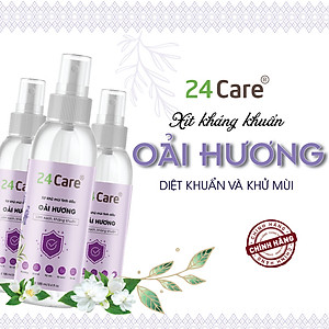 Xịt Phòng Tinh Dầu Oải Hương Hữu Cơ Organic 24Care 50ML/100ML - Kháng khuẩn - Khử mùi hôi - Đuổi muỗi - Côn trùng - Giúp thư giãn, cải thiện giấc ngủ - Giảm căng thẳng khi làm việc.
