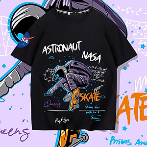 Áo thun nam nữ in hình phi hành gia phông unisex
