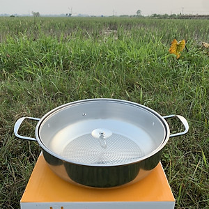 Nồi Lẩu Inox 304 Đáy Sần (Size 30cm) Dùng Trên Mọi Loại Bếp, Phù Hợp Ăn Lẩu, Xào Thực Phẩm