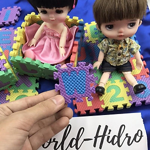 Bộ thảm 12ô chữ xốp ghép mini trang trí nhà búp bê BJD 1/8