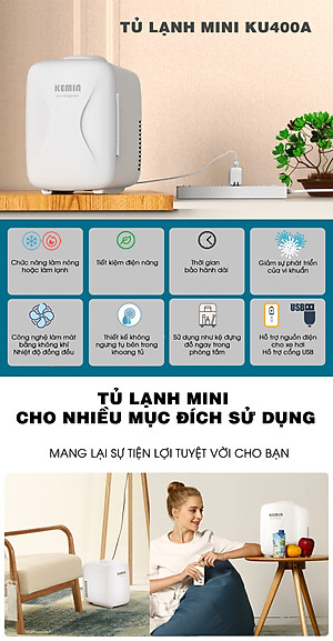 Tủ lạnh mini Kemin Ku400A  Chính Hãng  - Dùng ở nhà và ô tô - Nóng lạnh 2 chiều