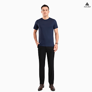 Áo phông cộc tay ô chấm màu navy ALGAPC074