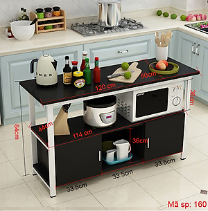 Kệ bếp đa năng 160 loại mặt gỗ lõi xanh phủ melamine chống nước, khung thép sơn tĩnh điện chống gỉ và bong tróc, loại tốt chịu lực cao