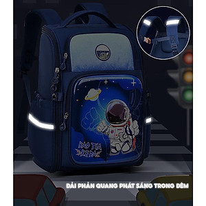 Balo chống gù cho bé đi học tiểu học form hộp đứng nhiều ngăn vải Oxford cao cấp BF18-138L