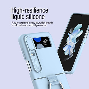 Ốp lưng iRing chống sốc silicon cho Samsung Galaxy Z Flip 4 có nắp đậy bảo vệ Camera hiệu Nillkin Camshield Silky Silicon Case - chống sốc cực tốt, chất liệu cao cấp, trang bị iring đeo tay chống rơi rớt - Hàng nhập khẩu