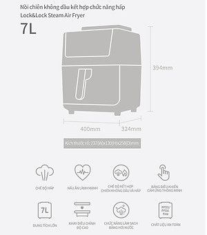 Nồi Chiên Không Dầu Kết Hợp Chức Năng Hấp Lock&Lock EJF881 (7 lít) - Hàng Chính Hãng