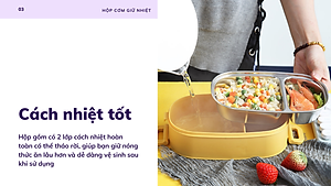 Hộp Cơm Văn Phòng Giữ Nhiệt  2 Lớp 2 Tầng Tiện Lợi Kèm Hộp Đựng Canh Soup và Bộ Đũa Thìa INOX – Chất Liệu INOX304An Toàn Cho Sức Khỏe – Hàng Chính Hãng MINIIN- Tặng Túi Đựng Cơm