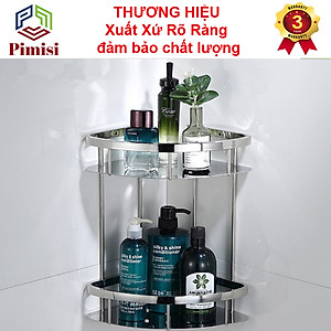 Kệ góc nhà tắm để đồ gắn tường trong phòng vệ sinh không cần khoan Pimisi inox 304 hình tam giác đựng đồ trong phòng tắm hoặc kệ nhà bếp 1 - 2 tầng thông minh dán tường bằng keo siêu chắc hoặc khoan đinh vít | Hàng chính hãng