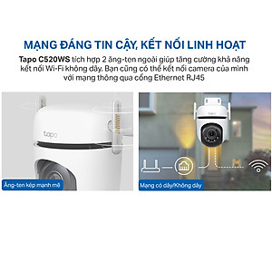 Camera WiFi Ngoài trời TP-Link Tapo C510W - Độ phân giải 2K 3MP, Đầy đủ màu ban đêm, Quay quét 360, Đàm thoại 2 chiều - HÀNG CHÍNH HÃNG