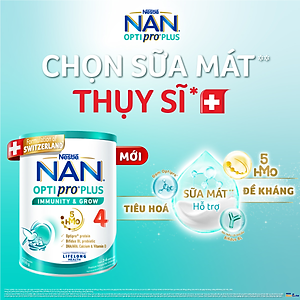 Sữa bột Nestlé NAN OPTIPRO PLUS 4 800g/lon với 5HMO Giúp tiêu hóa tốt + Tăng cường đề kháng  - Bé 2-6 tuổi