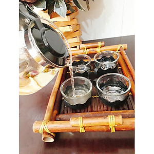 Bộ Ấm Chén Tử Sa Du Lịch Bộ Bình Trà Gốm Sứ 12 Món Tặng Kèm Túi Khăn Lau Cao Cấp