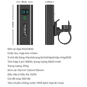 Đèn Pha Xe Đạp Chiếu Sáng Cao Cấp Chống Nước BC30/FX4 Gắn Ghi-Đông Siêu Sáng Sạc Điện Type-C Có Đồng Hồ Hiển Thị Thời Gian Lượng Pin Có Hỗ trợ Sạc Khẩn Cấp - Mai Lee