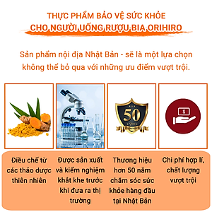 Tinh Bột Nghệ Giải Rượu Orihiro Nhật Bản giúp giải rượu nhanh, tăng cường chức năng gan, bảo vệ sức khỏe gói 1,5g x 20 JN-OR-TUR01