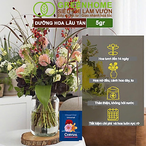 Dưỡng Hoa Lâu Tàn Greenhome, Chrysal, Gói 5gr, Phân Bón Cho Hoa Cắt Cành, Lâu Tàn, Nở Bông To, Không Bị Hôi Nước