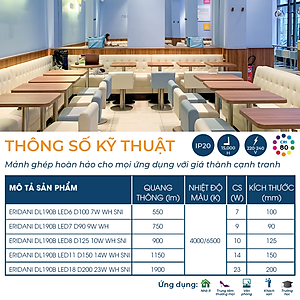 Bộ đèn âm trần Philips LED Eridani hiệu suất ánh sáng cao - Công suất (7W, 9W, 10W, 14W. 23W)