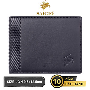 Ví Nam Cao Cấp, Da Bò NAPA Láng Mịn In Caro, Mỏng Nhẹ, Size Lớn, Thiết Kế Đơn Giản - Sang Trọng, Dáng Ngang - Gập 2, Ngăn Đựng Tiền Có Khóa Kéo, Nhiều Ngăn Để Giấy Tờ Tiện Dụng - Hàng Chính Hãng SAIGIO