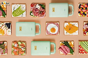 Máy Nướng Bánh Mỳ, Máy Kẹp Bánh Mỳ Sandwich-Waffle BEAR DBC-C06M1 Dung Tích 0.8 Lít, Công Suất 600 W - Hàng Chính Hãng