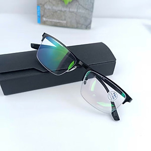Kính lão nam nữ cao cấp chống ánh sáng xanh from kính vuông tặng hộp da và khăn lau A03