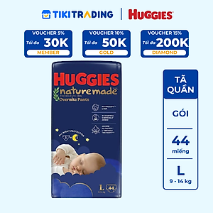 Tã quần Huggies Naturemade ban đêm L 44 miếng