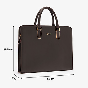 Cặp Da Nam Công Sở Túi Xách GENCE CTS08 Da Bò Cao Cấp Màu Nâu Có Dây Đeo Vai