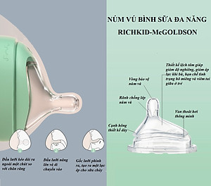 Núm vú bình sữa đa năng RICHKID-McGOLDSON (Hộp 2 cái) size M ( 2 cái/ hộp)