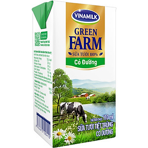 Thùng 48 Sữa Tươi Tiệt Trùng Vinamilk Green Farm - Sữa Tươi 100% Có Đường 110ml