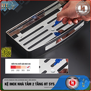 Kệ nhà tắm inox 304 HT SYS - Kệ để đồ phòng tắm 2 tầng đa năng - Chất liệu inox 304 cao cấp - Tích hợp móc treo đồ - LOẠI DÀY - Hàng Chính Hãng