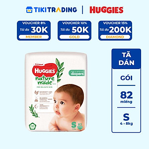 Tã Dán Siêu Cao Cấp Huggies Platinum Naturemade S82 (82 Miếng)