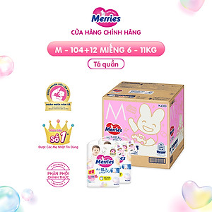 Thùng 2 Tã/bỉm quần Merries cộng miếng đủ size M58/L50/XL44/XXL28