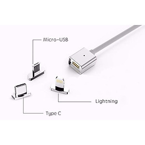 Cáp sạc điện thoại từ tính nam châm hít Type C, iphone, samsung 3 đầu