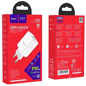 Củ Sạc Nhanh 20W PD &amp; QC3.0 2 Cổng Hoco C80/C80A - Cốc Sạc Siêu Nhanh Cho iPhone, Samsung, Xiaomi,... - Hàng Chính Hãng