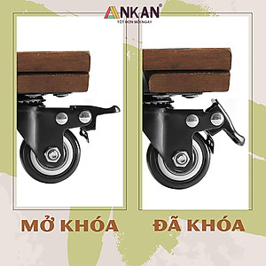 Kệ Để Chậu Cây Có Bánh Xe ANKAN, Đế Để Chậu Cây, Kệ Giá Đỡ Chậu Hoa Cây Cảnh, Hình Vuông Màu Vàng R30 Cm, Tải 150kg