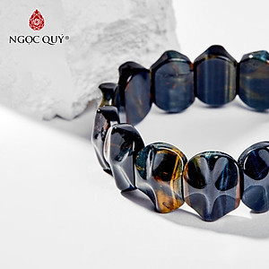 Vòng tay đá mắt hổ xanh đen bản dày mệnh thủy, mộc - Ngọc Quý Gemstones 